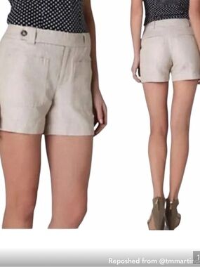 DAUGHTERS OF THE LIBERATION Khaki LInen Blend Pocketed Shorts Women's 12